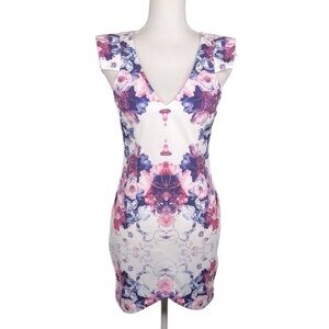 Rumor Floral Purple & White Cottagecore Special Occasion Dress Size Small New!
